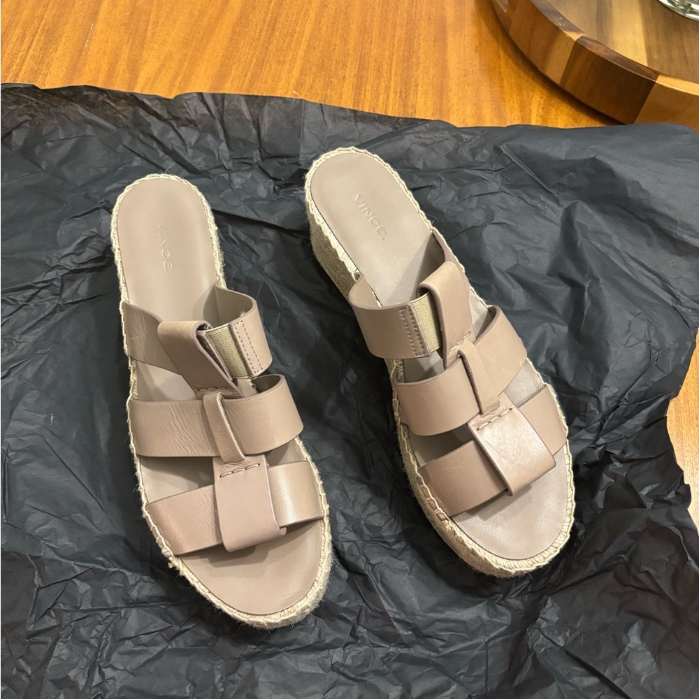Vince Tan Espadrille Shoes with Soft Suede Straps